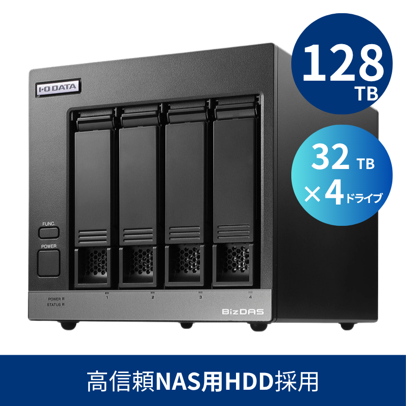 HD4-UTN128/128TB 高信頼NAS用HDD採用 法人向け外付け4ドライブハードディスク(32TB×4)